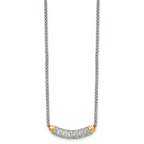 Stainless Steel Polished Yellow PVD-plated CZ Bar w/2in ext. Necklace