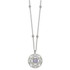 Stainless Steel Polished Synthetic Purple Calcedony w/2in ext Necklace