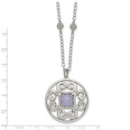 Stainless Steel Polished Synthetic Purple Calcedony w/2in ext Necklace