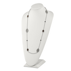 Leaf Smoky Quartz & Black Onyx Necklace in Stainless Steel