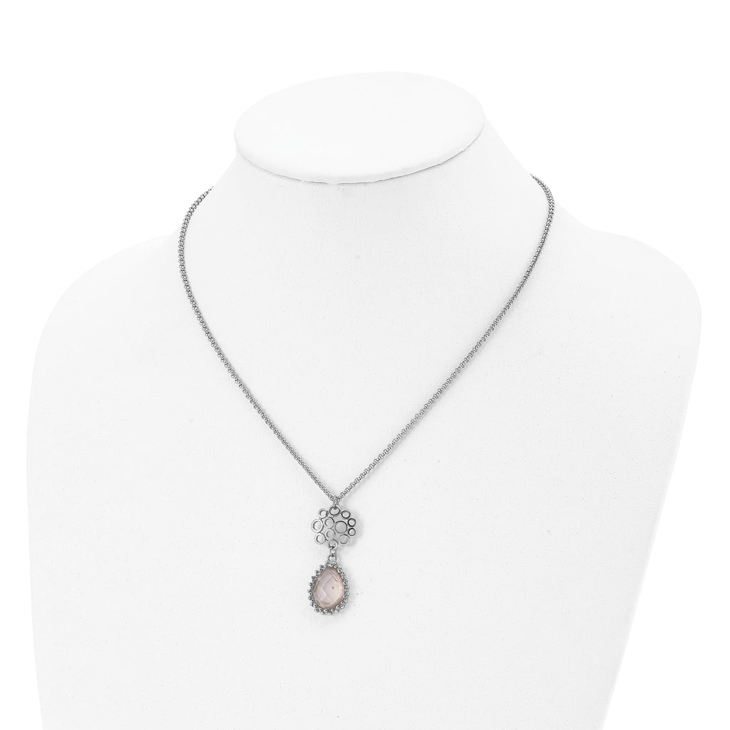 Rose Quartz Necklace in Stainless Steel