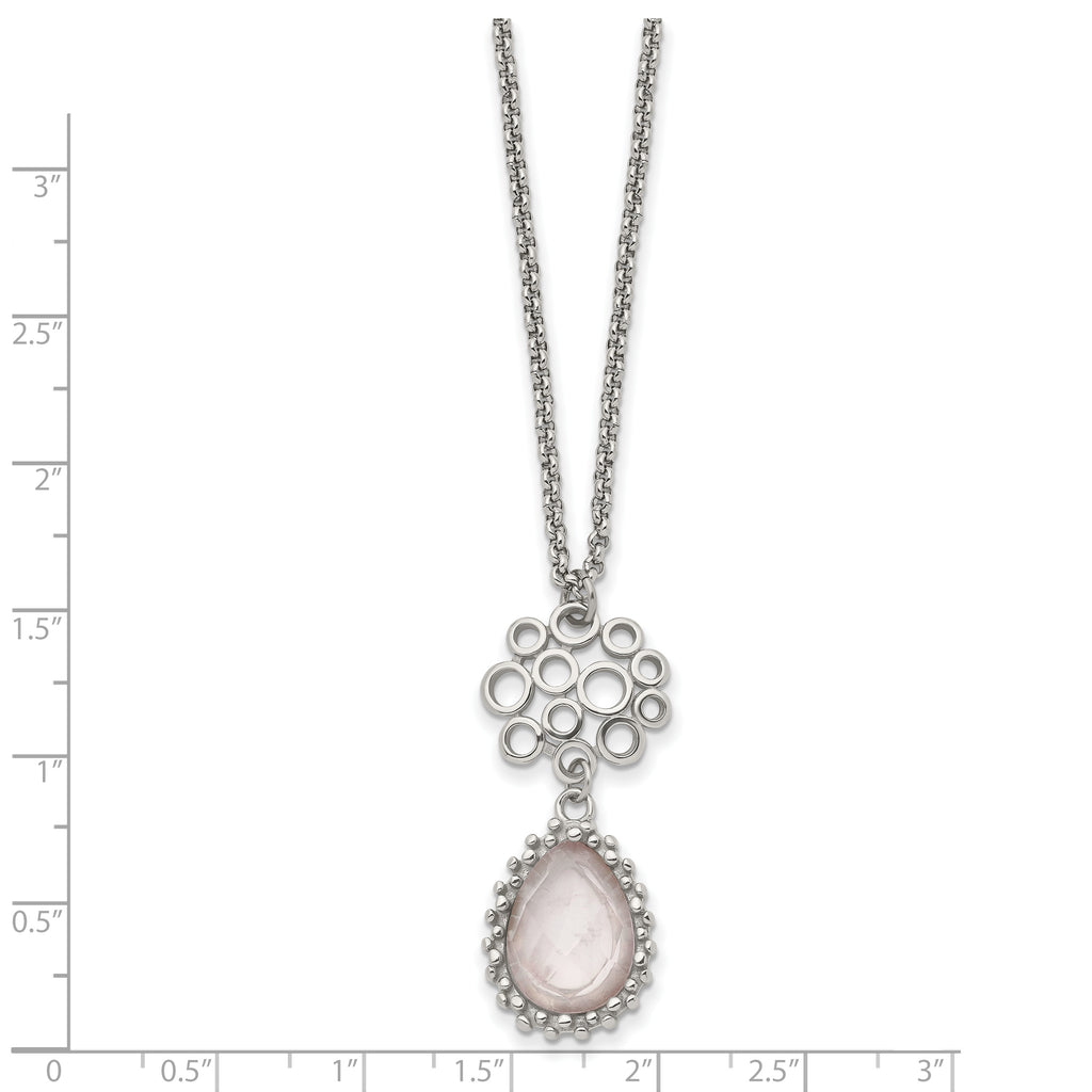 Rose Quartz Necklace in Stainless Steel