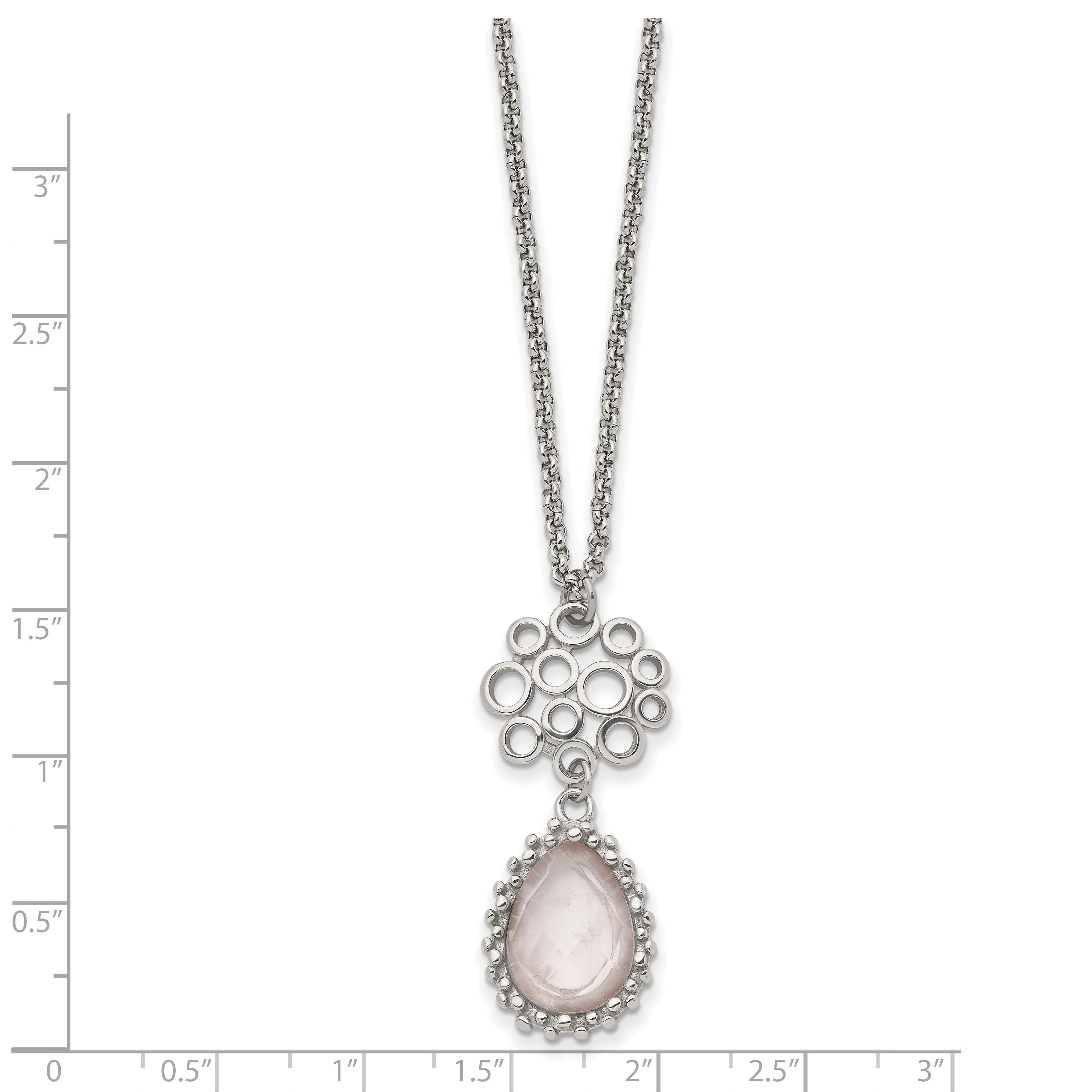Rose Quartz Necklace in Stainless Steel