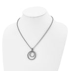 Antiqued CZ Circle Necklace in Stainless Steel