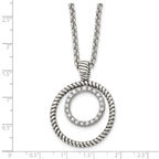 Antiqued CZ Circle Necklace in Stainless Steel