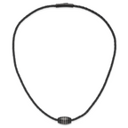 Chisel Stainless Steel Polished Black IP-plated Leather Cord 20 inch Necklace