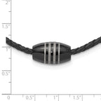 Chisel Stainless Steel Polished Black IP-plated Leather Cord 20 inch Necklace