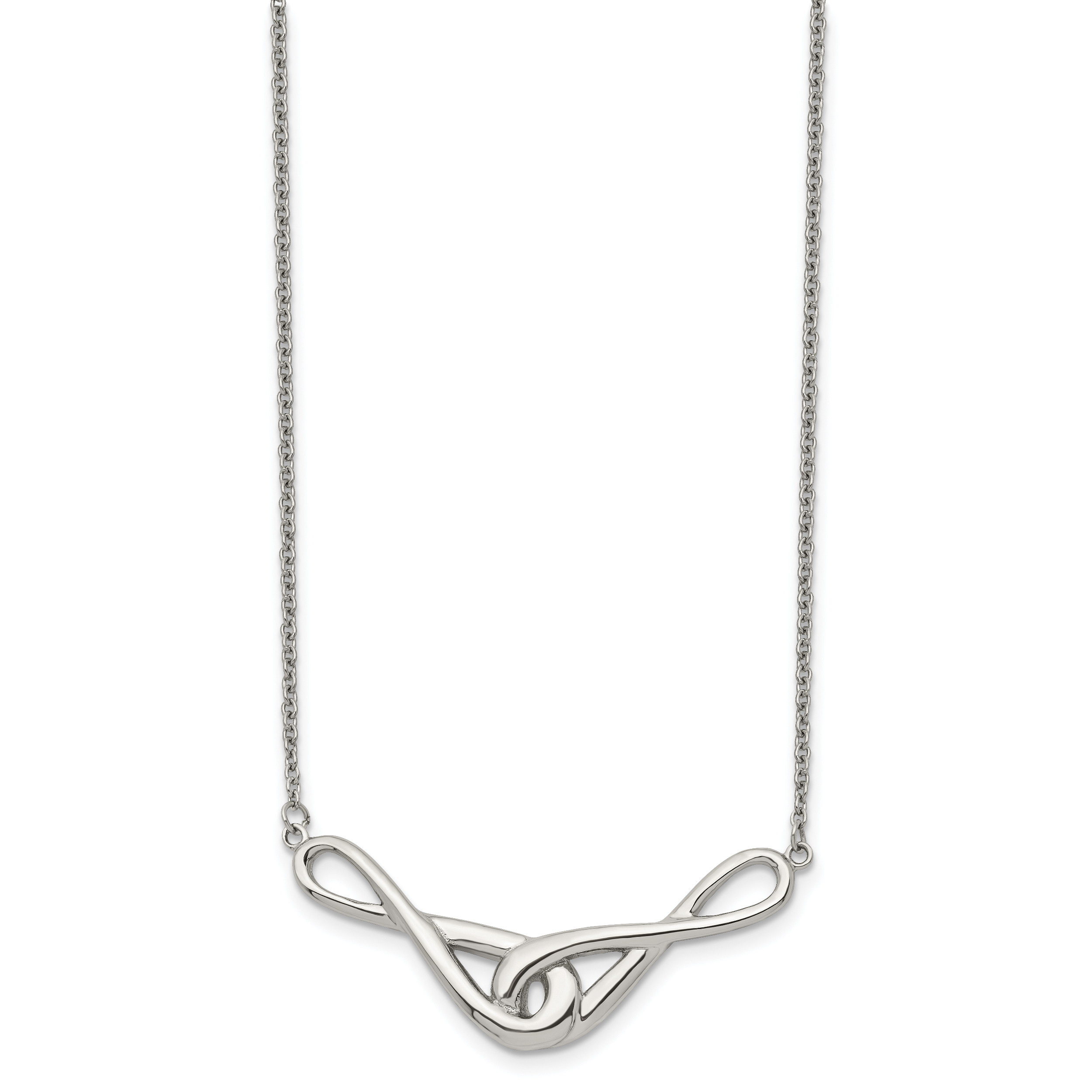 Polished Infinity Symbols Necklace in Stainless Steel