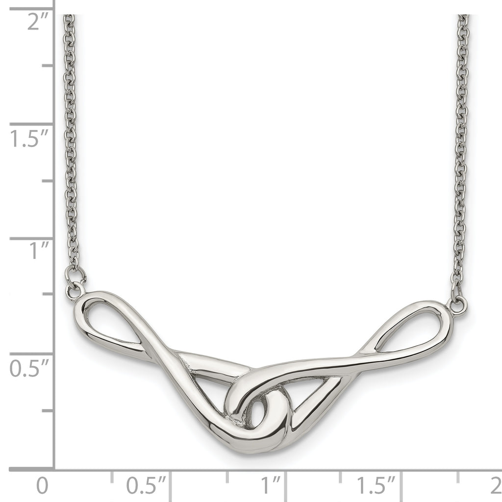 Polished Infinity Symbols Necklace in Stainless Steel