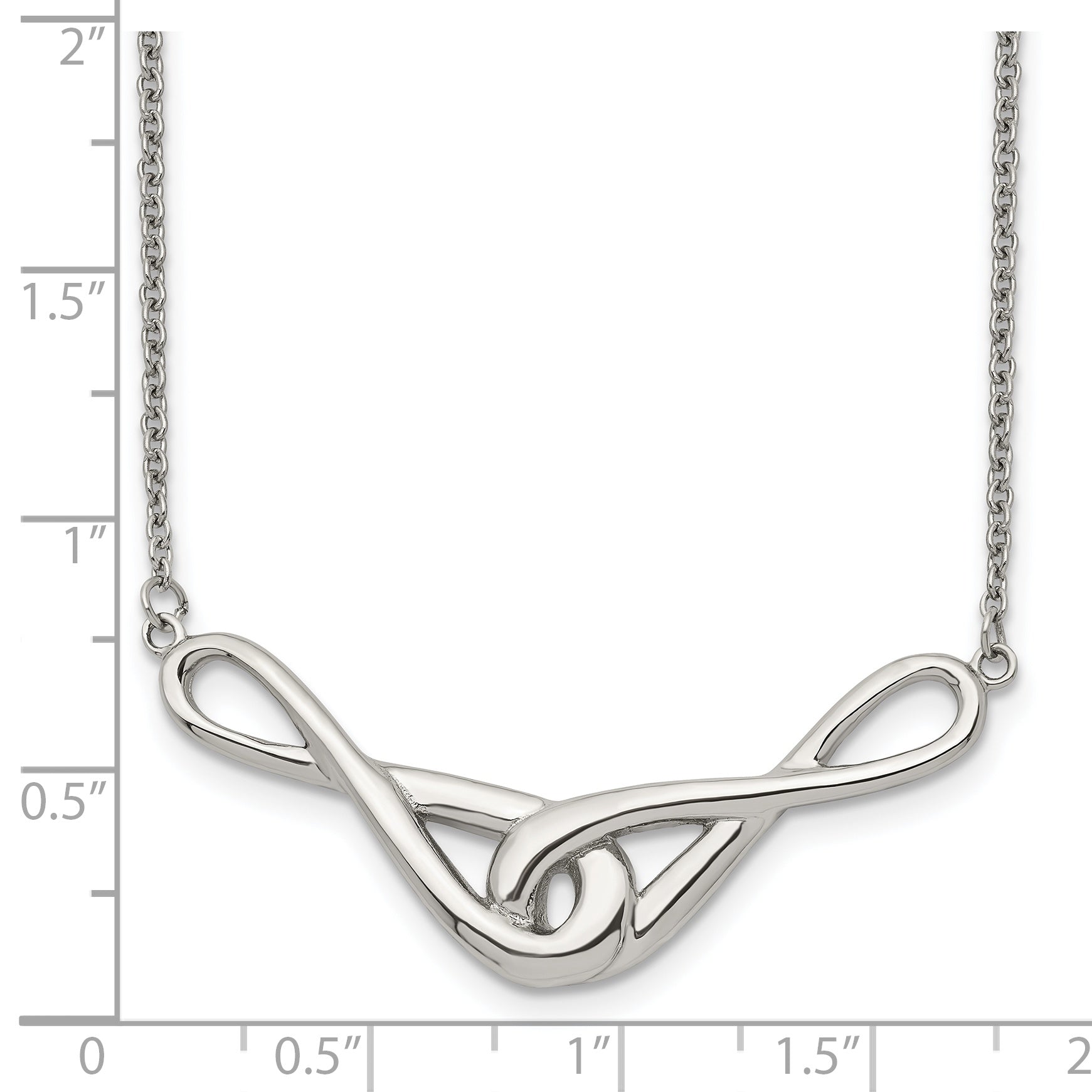 Polished Infinity Symbols Necklace in Stainless Steel