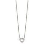 Chisel Stainless Steel Polished CZ Open Heart on an 18 inch Cable Chain Necklace