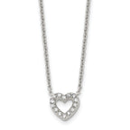 Chisel Stainless Steel Polished CZ Open Heart on an 18 inch Cable Chain Necklace