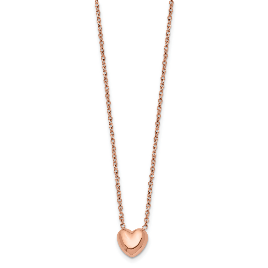 Rose-Tone Heart Pendant Necklace in Stainless Steel