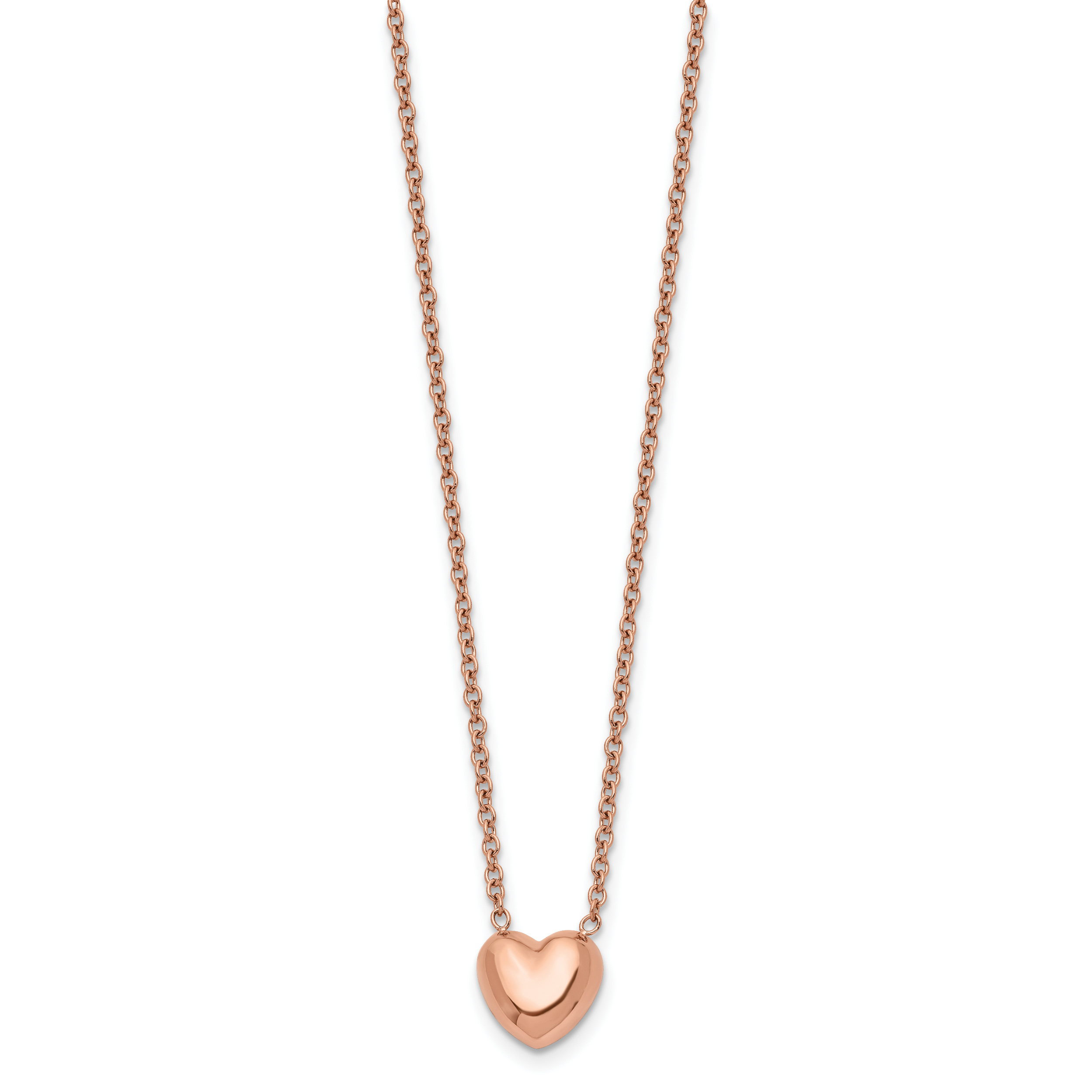 Rose-Tone Heart Pendant Necklace in Stainless Steel