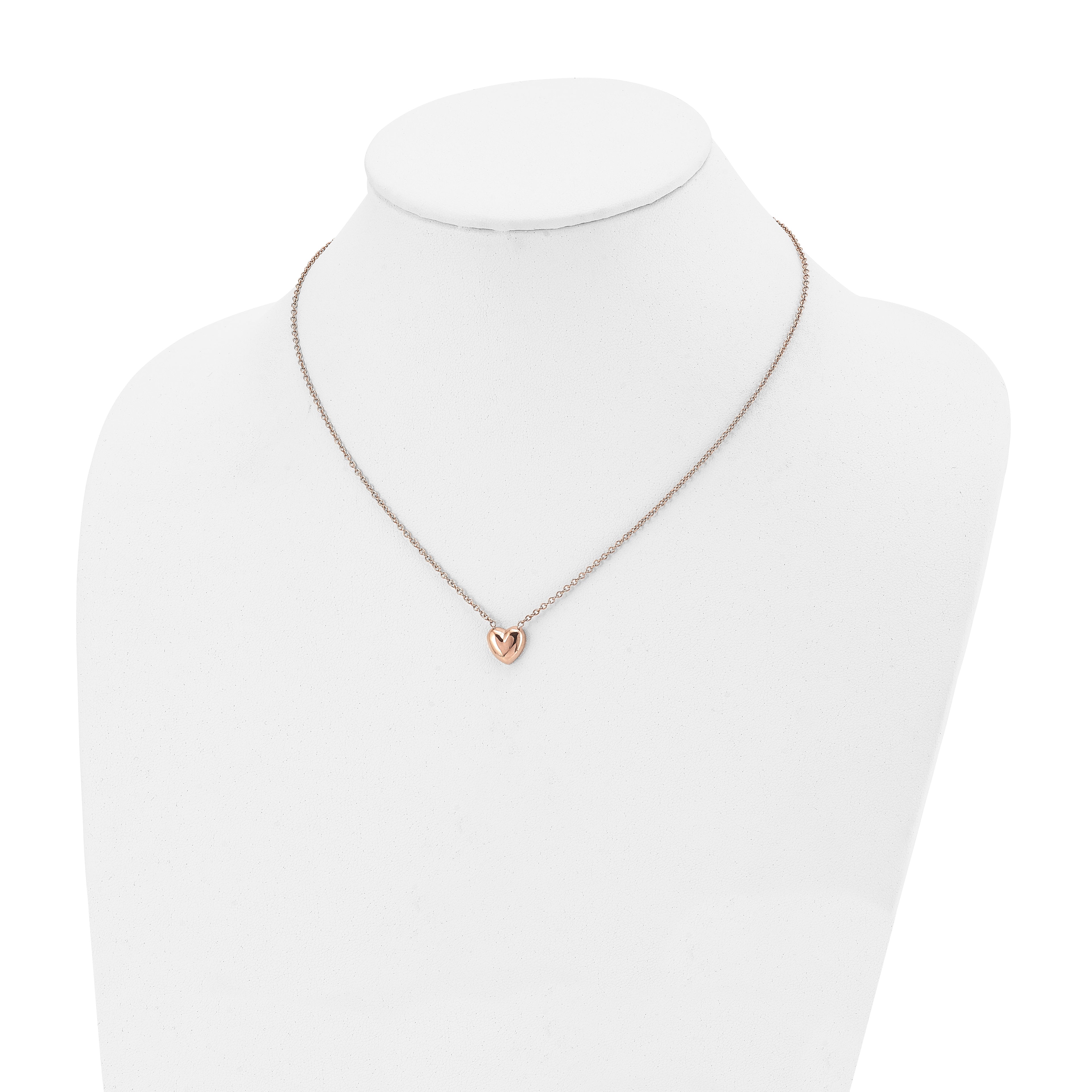 Rose-Tone Heart Pendant Necklace in Stainless Steel