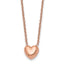 Chisel Stainless Steel Polished Rose IP-plated Heart on a 17.5 inch Cable Chain Necklace