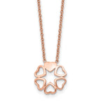 Stainless Steel Polished Rose IP-plated Circle of Hearts 17.25in Necklace