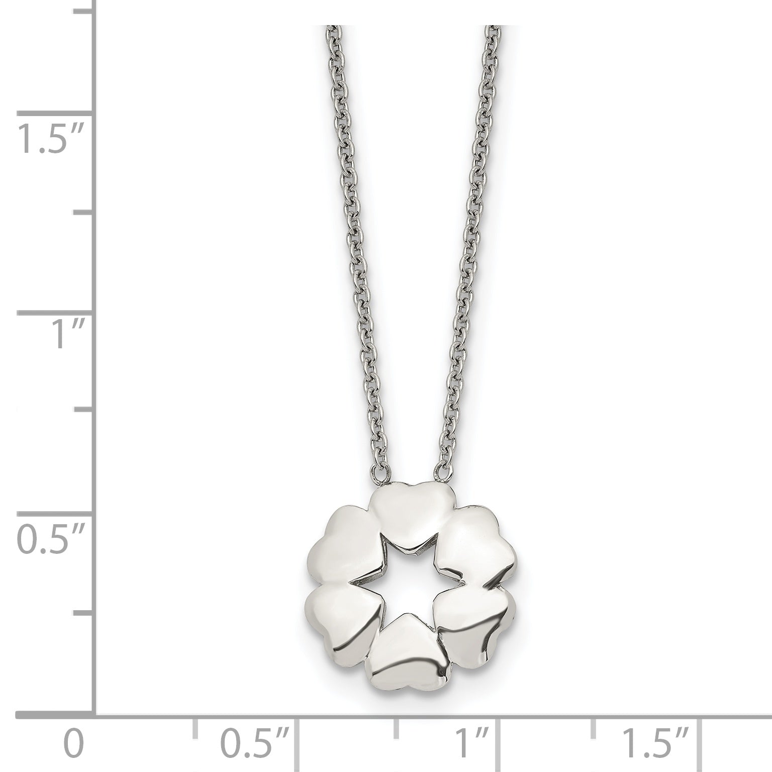 Stainless Steel Polished Circle of Hearts 18.5in Necklace