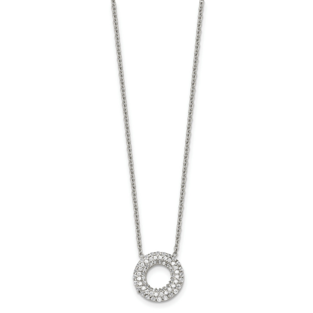 CZ Circle Necklace in Stainless Steel