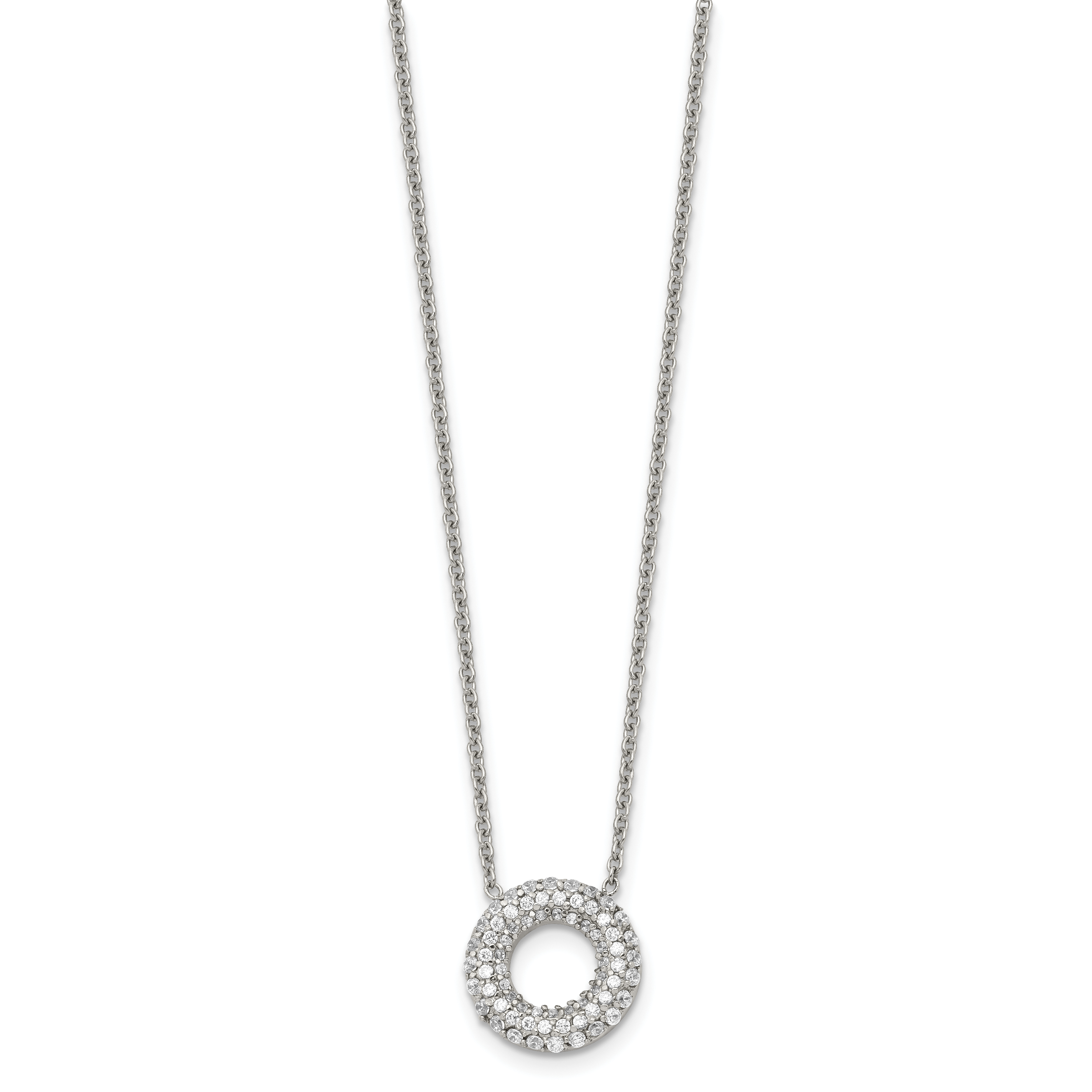 CZ Circle Necklace in Stainless Steel