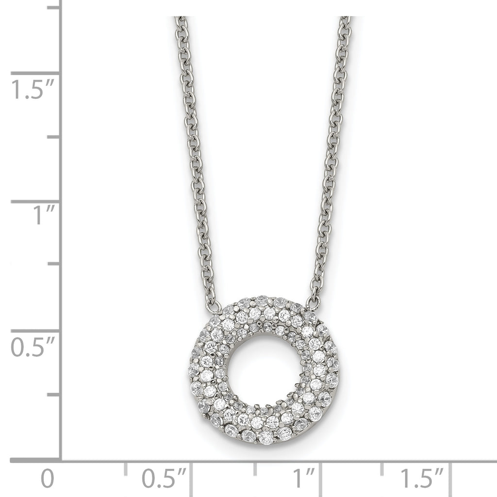 CZ Circle Necklace in Stainless Steel