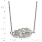 CZ Leaf Pendant Necklace in Stainless Steel, 18in