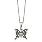 Enameled Butterfly Necklace in Stainless Steel