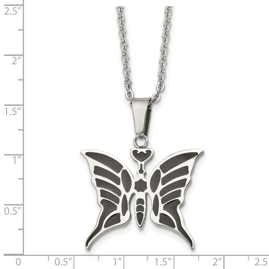 Enameled Butterfly Necklace in Stainless Steel