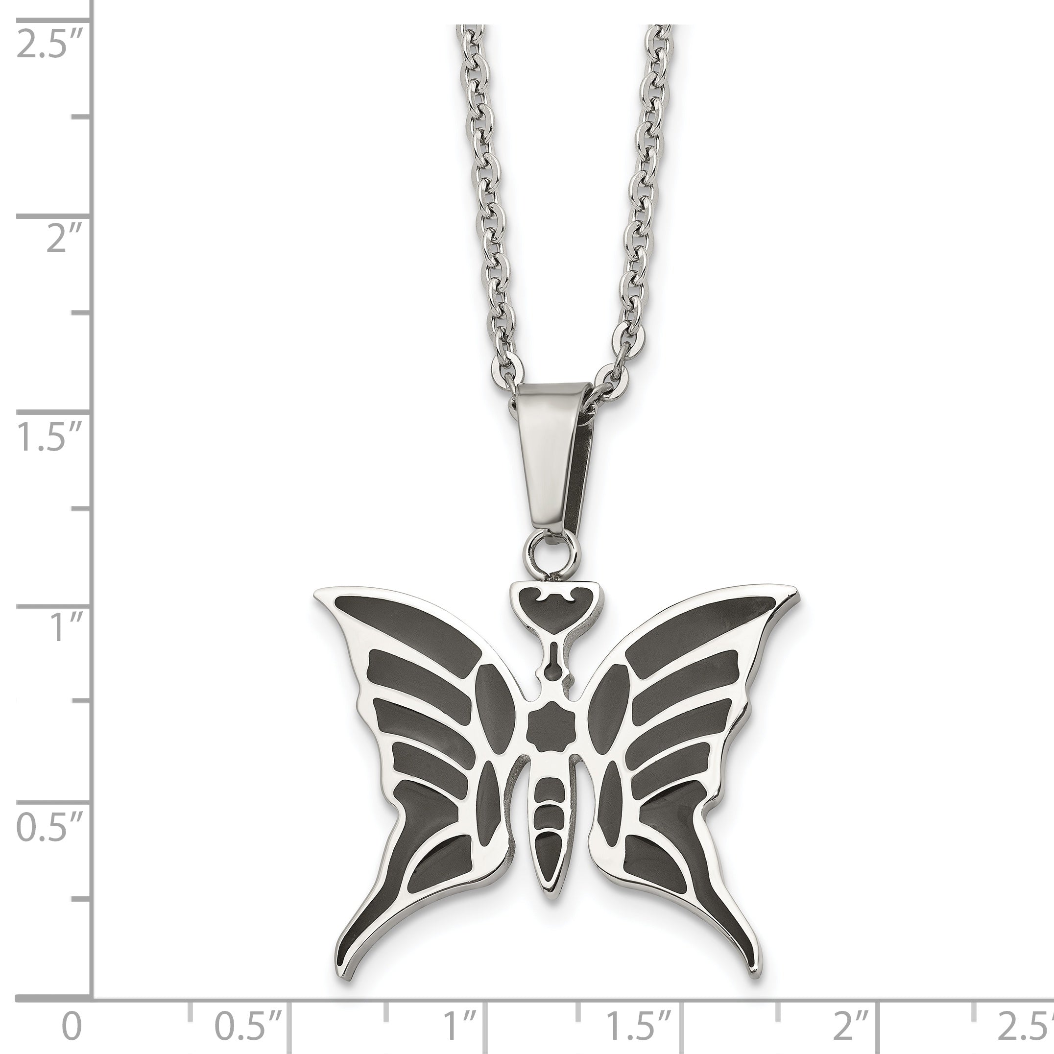 Enameled Butterfly Necklace in Stainless Steel
