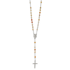 Agate Bead Rosary Necklace in Stainless Steel
