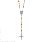Agate Bead Rosary Necklace in Stainless Steel