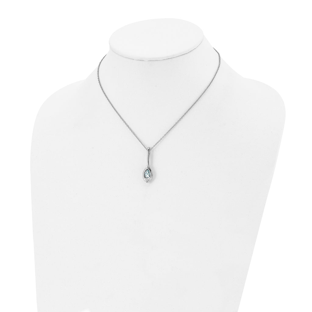 Chisel Stainless Steel Polished Blue Glass Teardrop Pendant on a 17.75 inch Cable Chain with a 2 inch Extension Necklace