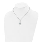 Chisel Stainless Steel Polished Blue Glass Teardrop Pendant on a 17.75 inch Cable Chain with a 2 inch Extension Necklace