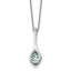 Chisel Stainless Steel Polished Blue Glass Teardrop Pendant on a 17.75 inch Cable Chain with a 2 inch Extension Necklace