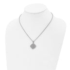 Clear & Pink CZ Square Pendant Necklace in Stainless Steel