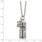 Chisel Stainless Steel Polished Black IP-plated 2 Piece Cross Pendant on a 20 inch Cable Chain Necklace