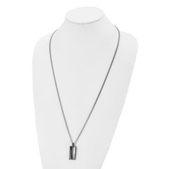 Chisel Stainless Steel Polished Black IP-plated Rectangle Dog Tag on a 22 inch Curb Chain Necklace