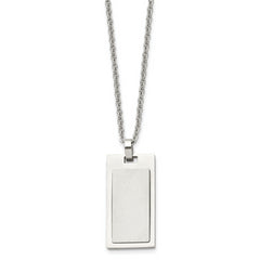 Chisel Stainless Steel Brushed and Polished Rectangle Dog Tag on a 22 inch Cable Chain Necklace