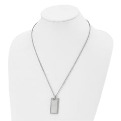 Chisel Stainless Steel Brushed and Polished Rectangle Dog Tag on a 22 inch Cable Chain Necklace