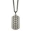 Chisel Stainless Steel Brushed and Textured with Black CZ Dog Tag on a 22 inch Curb Chain Necklace