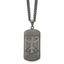 Chisel Stainless Steel Antiqued and Brushed Phoenix Dog Tag on a 22 inch Curb Chain Necklace
