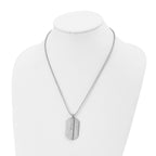 Dog Tag CZ Necklace in Stainless Steel, 20in