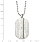 Dog Tag CZ Necklace in Stainless Steel, 20in