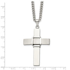 Chisel Stainless Steel Brushed and Polished Cross Pendant on a 22 inch Curb Chain Necklace