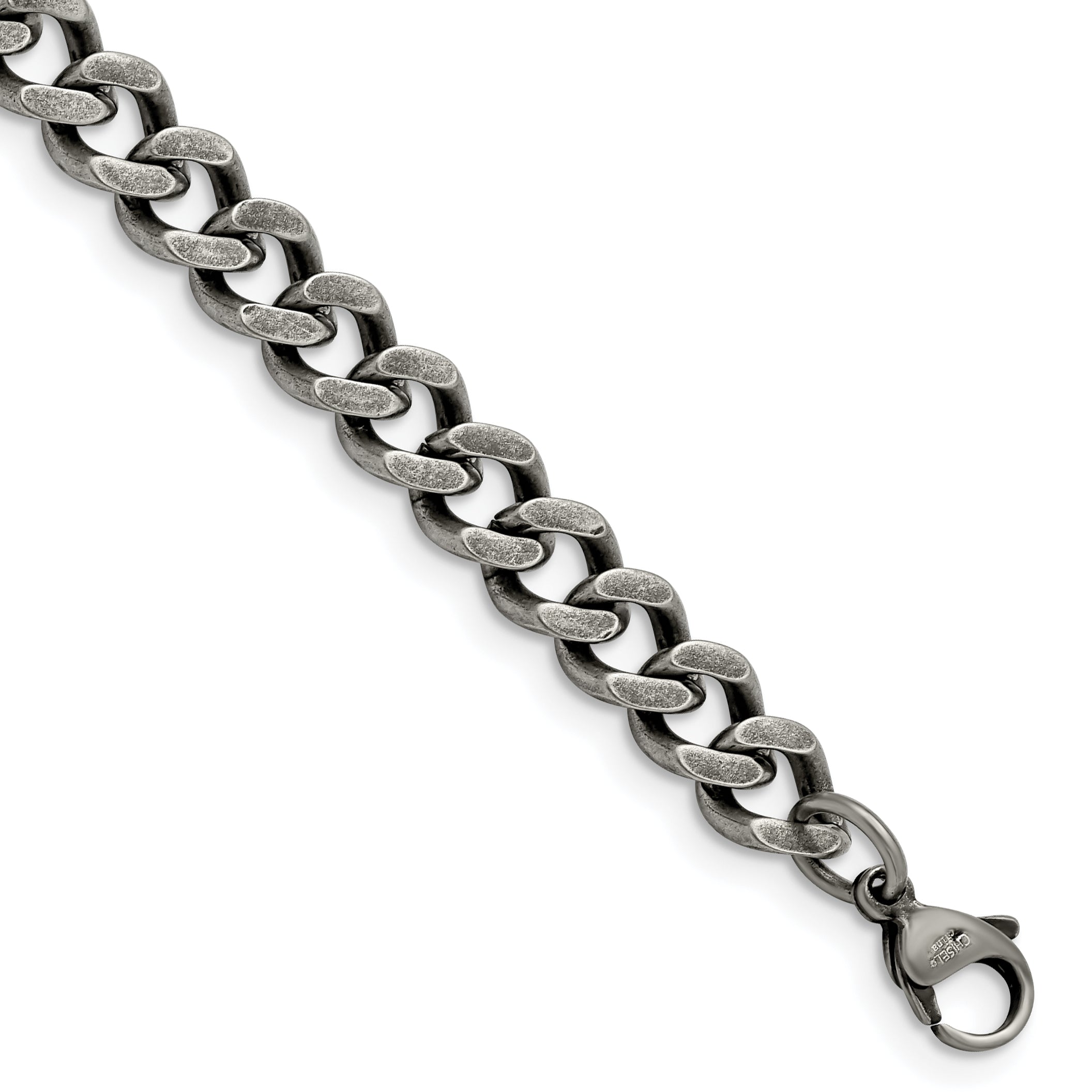 Chisel Stainless Steel Oxidized 7.5mm 9 inch Curb Chain