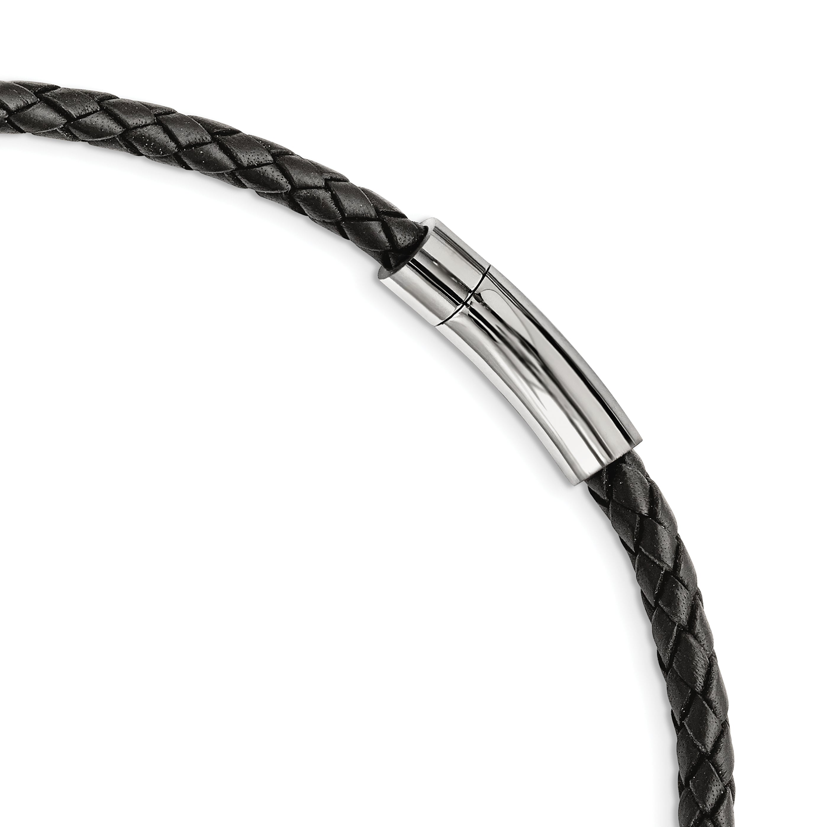 Chisel Stainless Steel Brushed Black IP-plated Leather and Rubber 19.25 inch Necklace