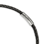 Chisel Stainless Steel Brushed Black IP-plated Leather and Rubber 19.25 inch Necklace
