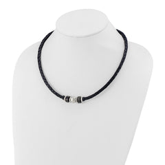 Chisel Stainless Steel Brushed Black IP-plated Leather and Rubber 19.25 inch Necklace