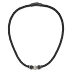 Chisel Stainless Steel Brushed Black IP-plated Leather and Rubber 19.25 inch Necklace