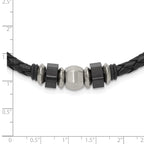 Chisel Stainless Steel Brushed Black IP-plated Leather and Rubber 19.25 inch Necklace
